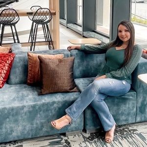 LC by Lauren Conrad Teal Peplum Top